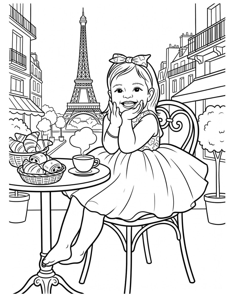 A girl at a Paris café, an adventure page